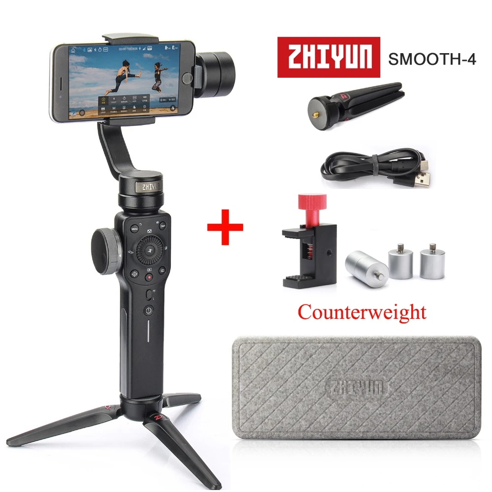 

Zhiyun Smooth 4 3-Axis Handheld Gimbal Stabilizer with Counterweight for Smartphone