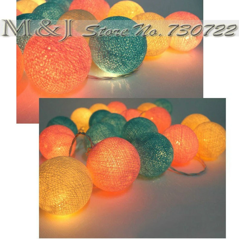 

20pcs Elegant Yellow Blue Red Cotton Ball String Lighting Festival Holiday Indoor Christmas Tree Toppers Drop Ornament Home Deco