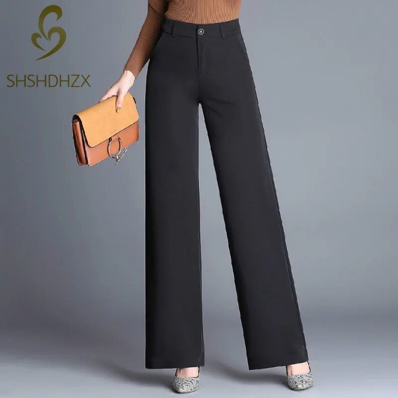 

Spring And Autumn New High Waist Wide Leg Pants Women Loose Trousers Black Suit Pants