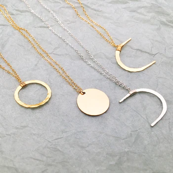 

Dainty Moon Phase Necklaces Handmade Jewelry Hammered Gold Filled Choker Pendants Collier Femme Kolye Collares Boho Necklace