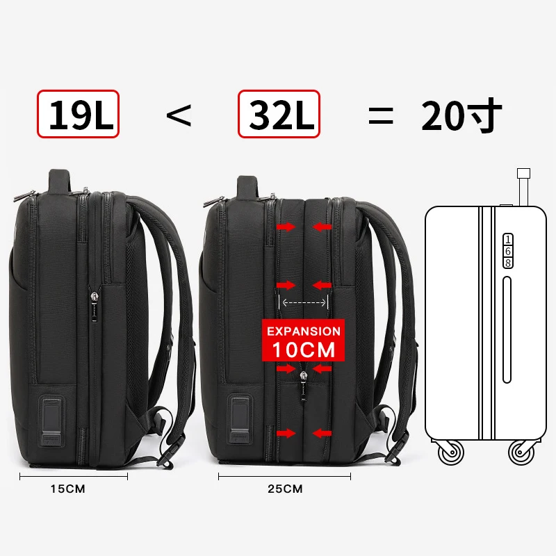 Мужской рюкзак для путешествий 15,6 дюймов, сумка для ноутбука с многофункциональным usb-портом для зарядки, расширяемые рюкзаки, водоотталкивающие B00345