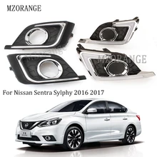 MZORANGE 2 типа для Nissan Sentra Sylphy светодиодный DRL дневные ходовые огни Дневные Противотуманные фары Крышка автостайлинг для автомобильных фар