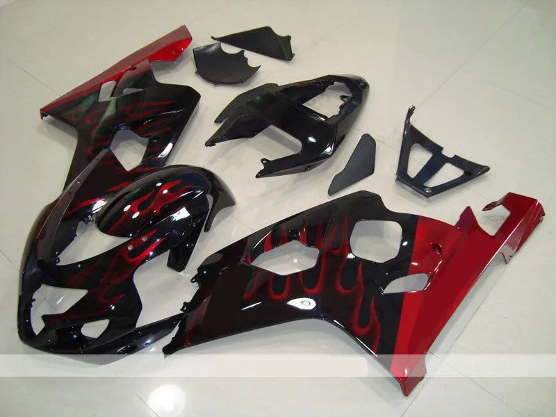 

New ABS Plastic Motorcycles Fairings Kit Fit For Suzuki GSXR600 GSXR750 GSX-R600 R750 04 05 K4 2004 2005 custom Red Flame