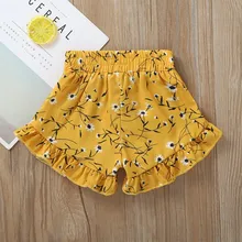 Summer Floral Printed Baby Girls Shorts Ruffle Floral Printing Short Kids Elastic Waist Loose Pants