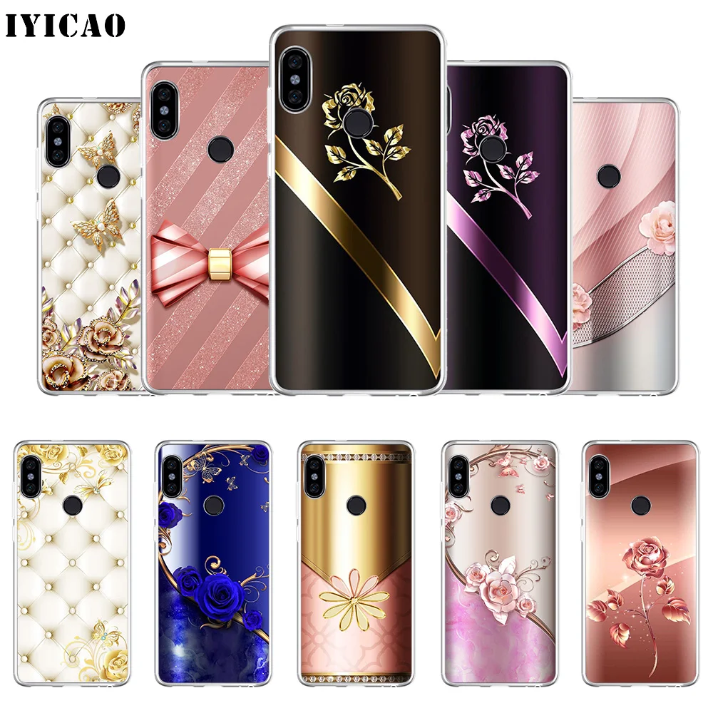

IYICAO Artistic pink gold roses print Soft Silicone Phone Case for Xiaomi Redmi 4A 5A 6A Note 7 6 5 Pro Plus Redmi 4X 5A Prime
