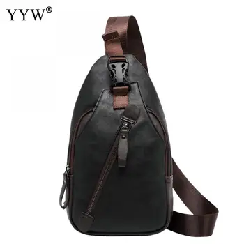 

Casual Male Chest Bag Black Soft PU Leather Bags Brown Sling Bag Blue Men's Handbag Wholesale Multifunction Handbags