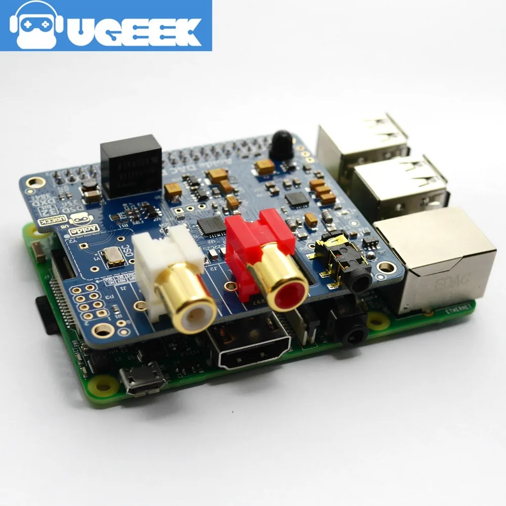 Звуковая карта Aoide UGEEK DAC II Hifi ES9018K2M 384 кГц/32 бит поддержка DSD для Raspberry Pi 3B/2B/3B +/3A +/4B