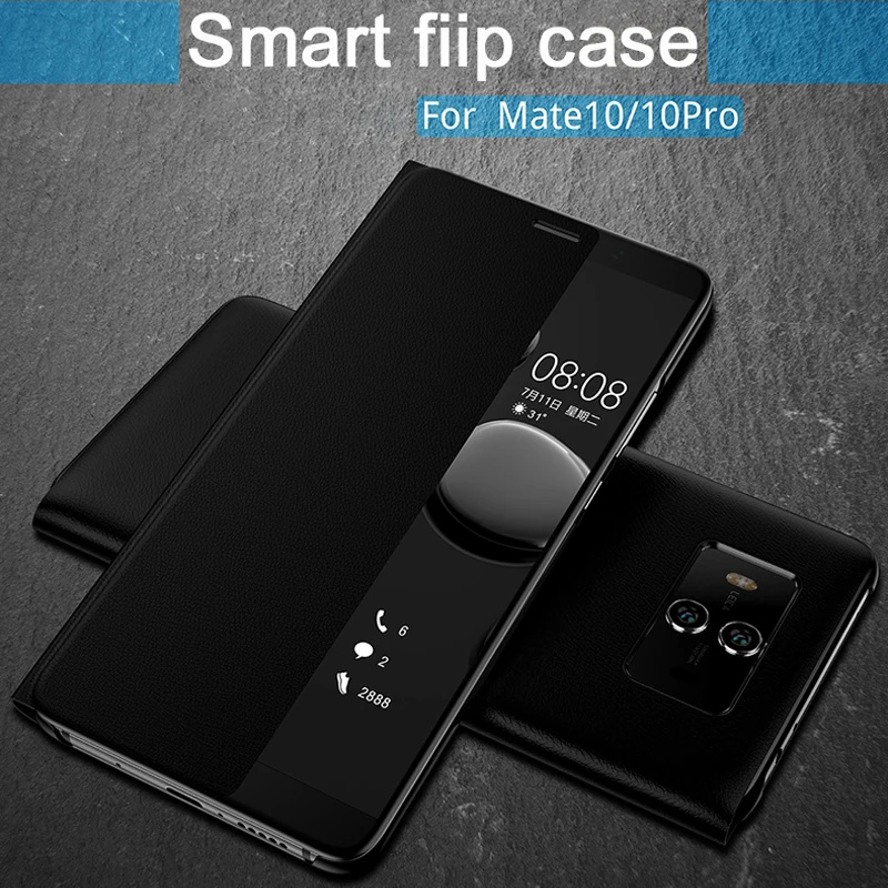 

For Huawei P10 Plus P20 Pro Case hot fashion PU Leather Flip Cover Smart Window View Phone Cases For Huawei mate10 pro mate 9