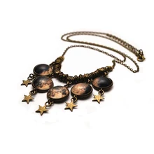12 шт./партия, ожерелье с фазой Луны, со звездой, очаровательные ювелирные изделия, бронзовый тон