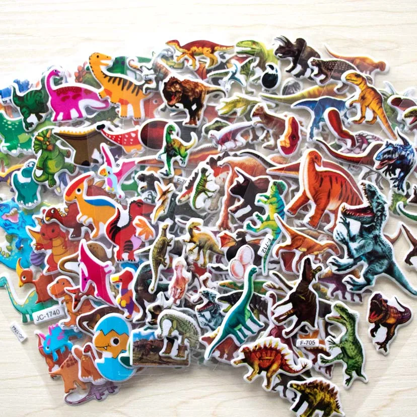 6 листов различных 3D наклейки с милыми рисунками игрушки Pegatinas забавная игрушка для детей на скрапбуке телефон ноутбук подарки животные тигр - Цвет: Dinosaur
