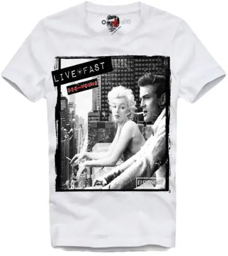Футболка Marilyn Monroe James Dean Elvis Live Fast Новинка 2019 Модные мужские топы высокого качества