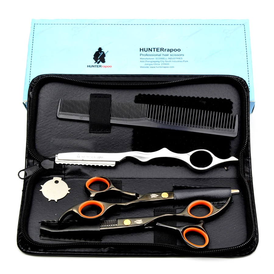 50 OFF! 6inch Black Color Hair Cutting Scissors Set razor+Thinning
