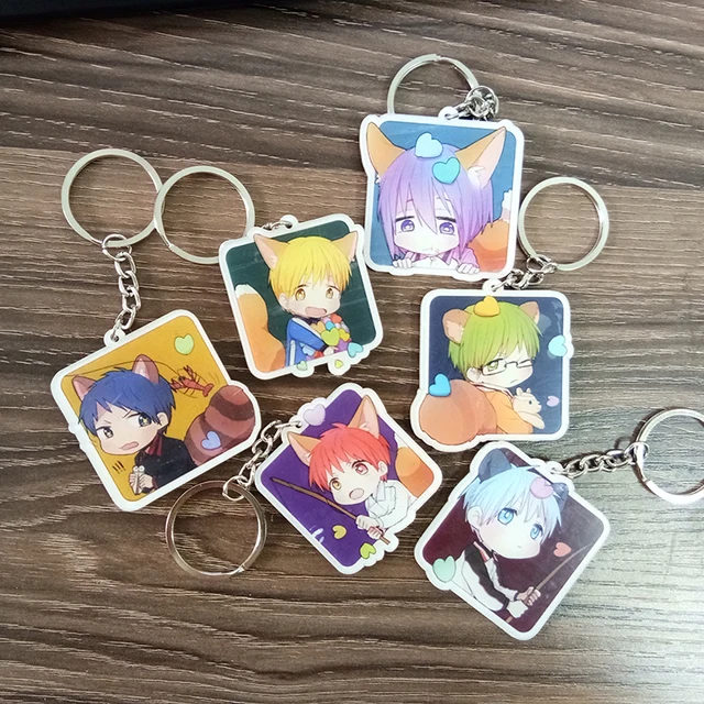 6pcs/set kuroko no basket Akashi Square pendants Kuroko Kagami Kise Aomine Hyuga Yukio Keychain Portachiavi Keyring Llavero