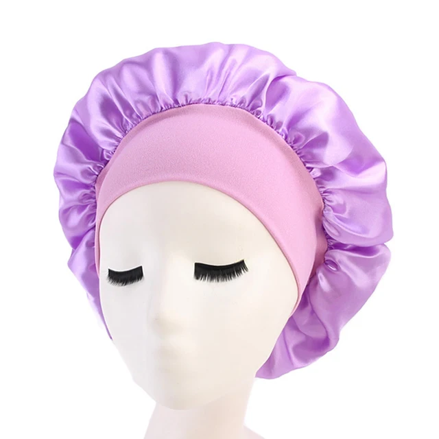 New Soft Silk Women Night Sleep Shower Cap Adjustable Ladies Long Hair