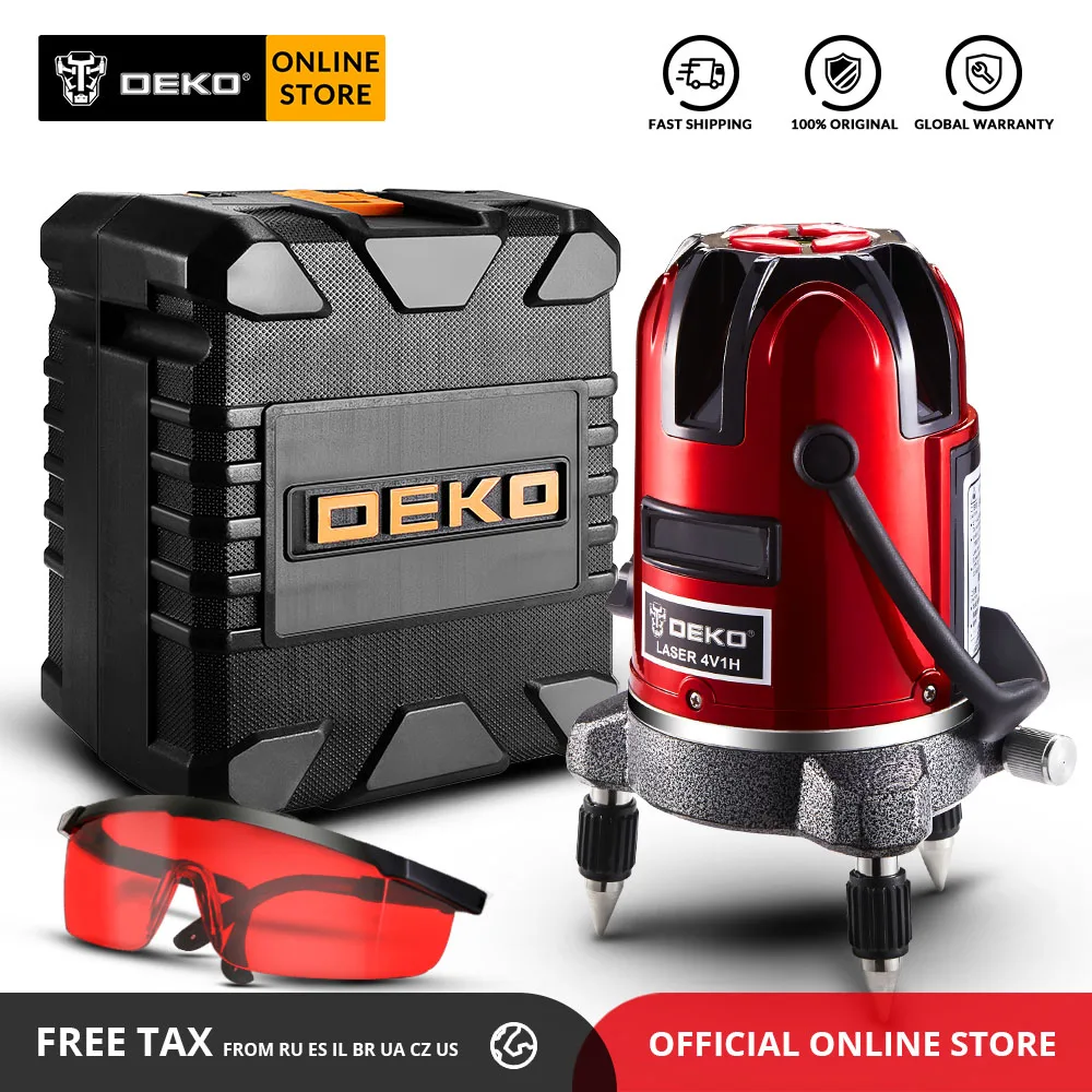 Billig DEKO LL57 58 ROT Serie Selbst nivellierung 5 Linie 6 Punkte Horizontale Vertikale Laser Ebene 360 Grad einstellung Höhere Sichtbarkeit