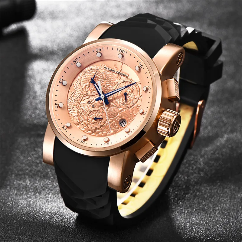 Мужские часы Топ люксовый бренд PAGANI Дизайн Спортивные Военные Quatz часы силиконовый ремешок Хронограф водонепроницаемые мужские наручные часы