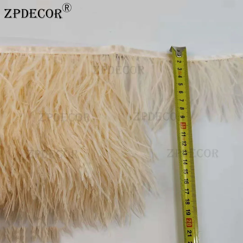8-10 см 1 ярд/лот Высокое качество страуса отделка из перьев Ткань DIY аксессуары для одежды декоративные - Цвет: Бежевый