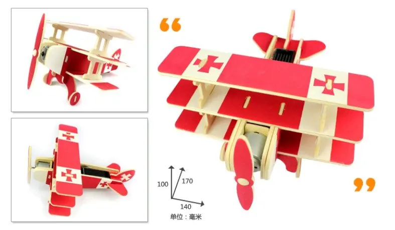 Creative hot educational toys DIY assembling solar green energy plane model puzzle gift