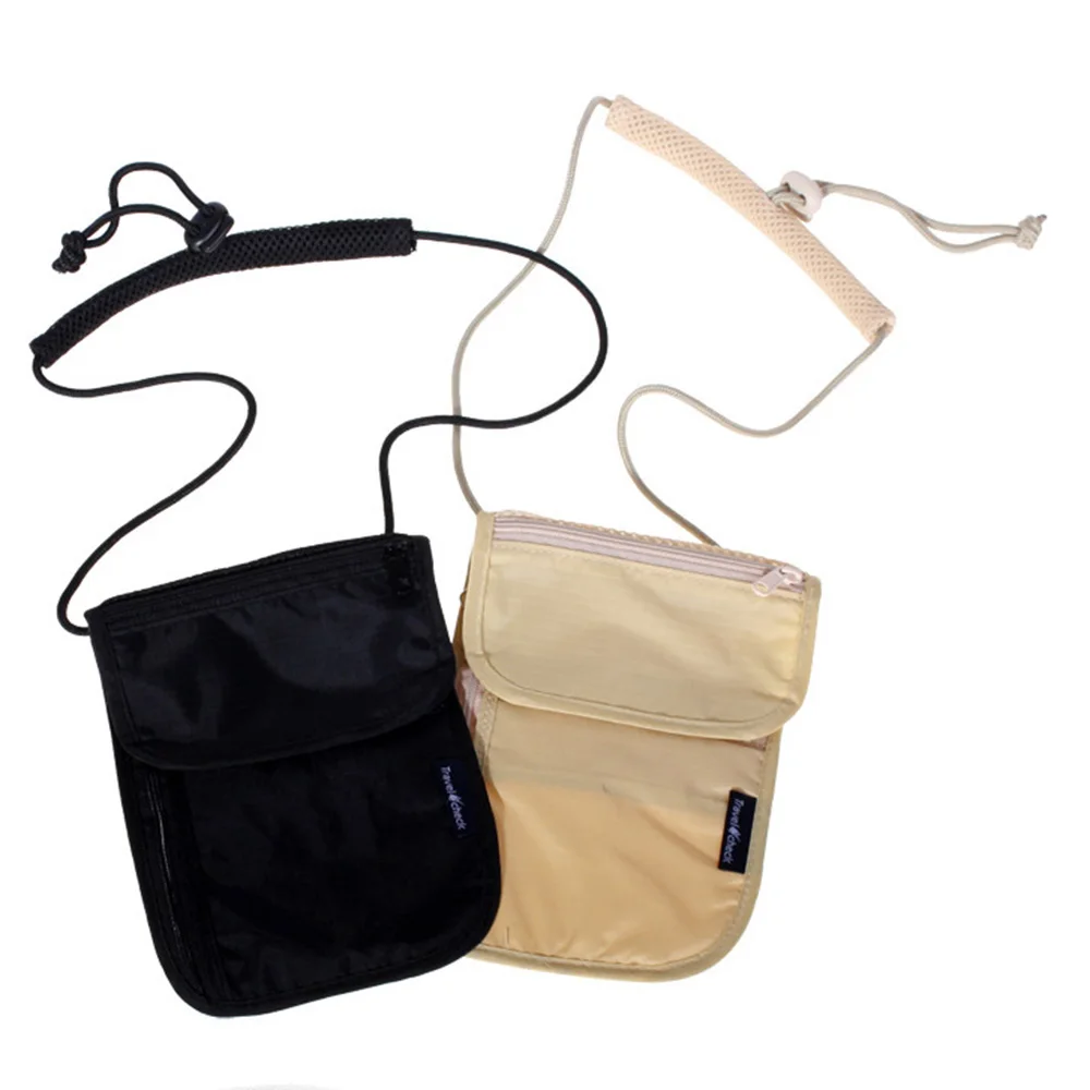 

2 colors Unisex Travel Security Under Clothes Neck Pouch Card Money Secret Holder Wallet Bag Coin Purses free shipping