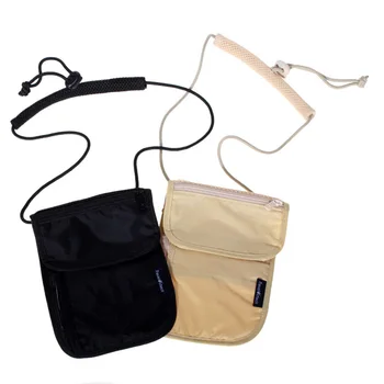 

2 colors Unisex Travel Security Under Clothes Neck Pouch Card Money Secret Holder Wallet Bag Coin Purses free shipping