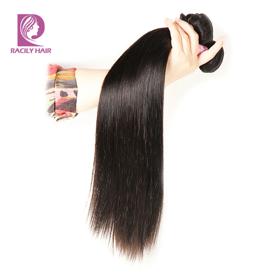 Racily Hair Brazilian Straight Hair Weave Bundles 100% Human Hair Bundles 8-28 Inches Natural Color Remy Hair Weave 1/3/4 Pieces
