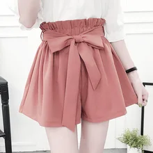 Штаны для девочек; однотонные летние шорты с карманами и бантом; M09