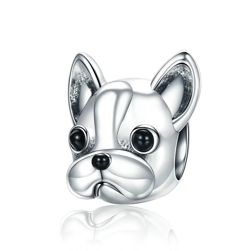 

925 Sterling Silver Loyal Partners French BULLDOG Doggy Animal charms Beads fit Women Charm Bracelets Dog DIY Jewelry MEB315