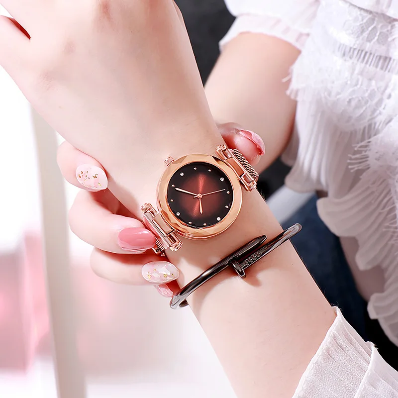 Дети роскошный знаменитый магнит Ремешок Браслет детские наручные часы кварцевые наручные часы подростковый подарок для девочек Hodinky relogs - Цвет: gold