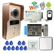 Envío Libre WIFI Inalámbrico Cámara RFID Video Portero Timbre para Android IOS Teléfono View Remote Unlock + Wireless Bell E-Lock