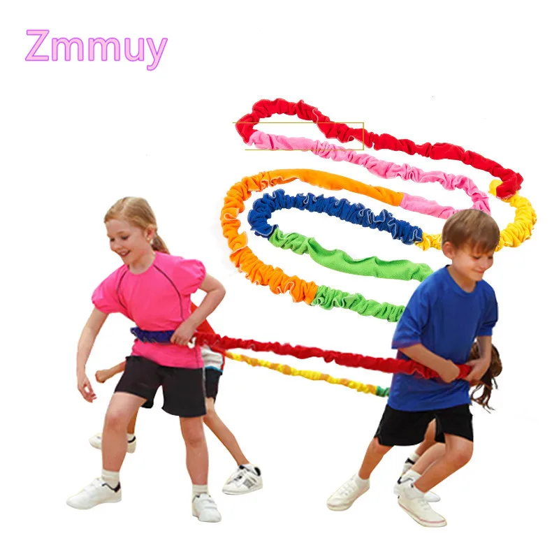 

Children Kids Team Cooperation Work Develop Fun Outdoor Sports Toy Elasticity Rope Circle Southeast Northwest Running Push Game