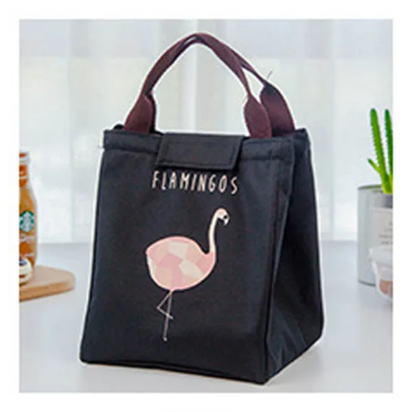 Бутылка для детского молока термосумки Фламинго Водонепроницаемый Оксфордский Обед сумка для переноски Кулинария для детей теплые Термальность сумка - Цвет: black