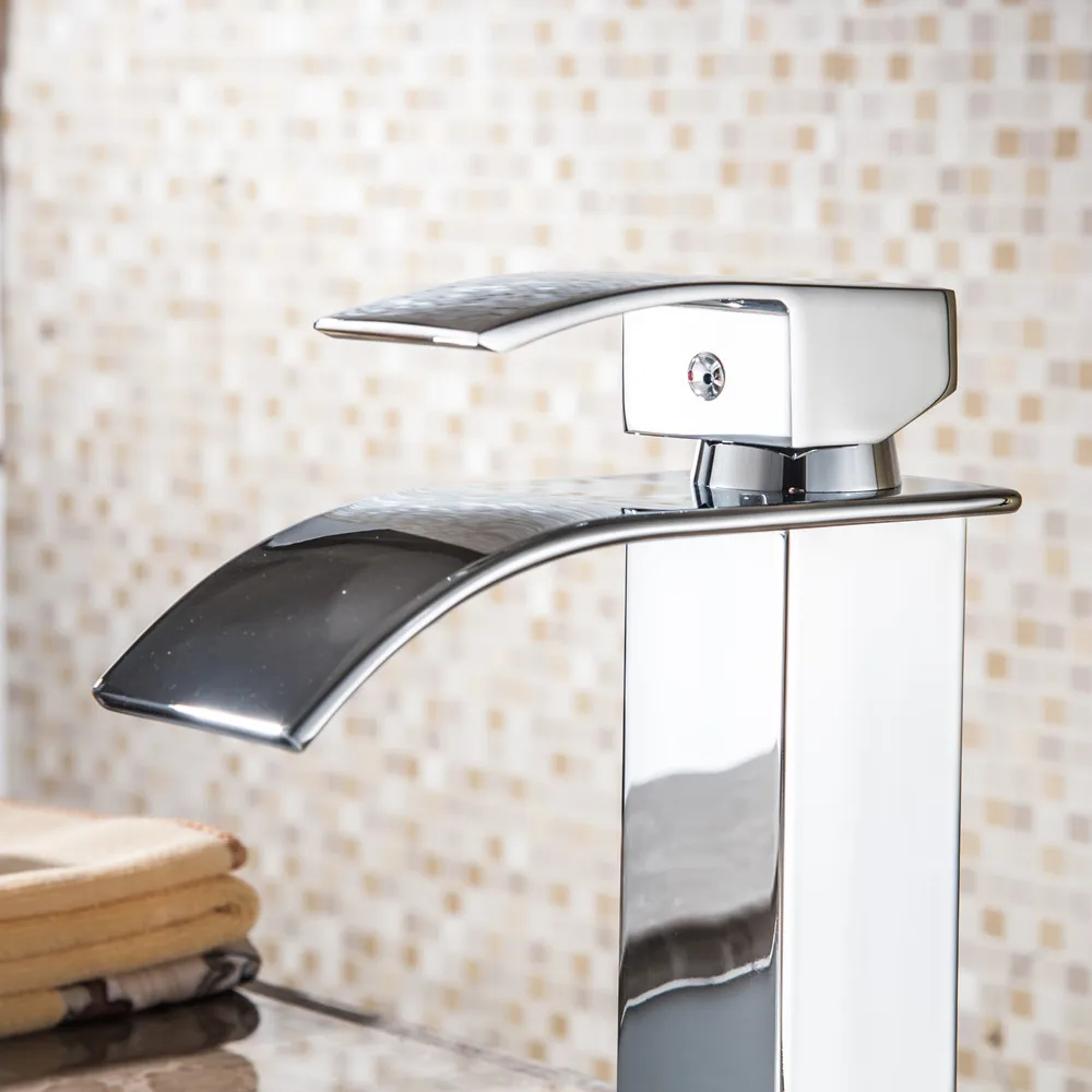 Wholesale And Retail Deck Mount Waterfall Bathroom Faucet Vanity Vessel Sinks Mixer Tap Cold And Hot Water Tap Torneira Cozinha5