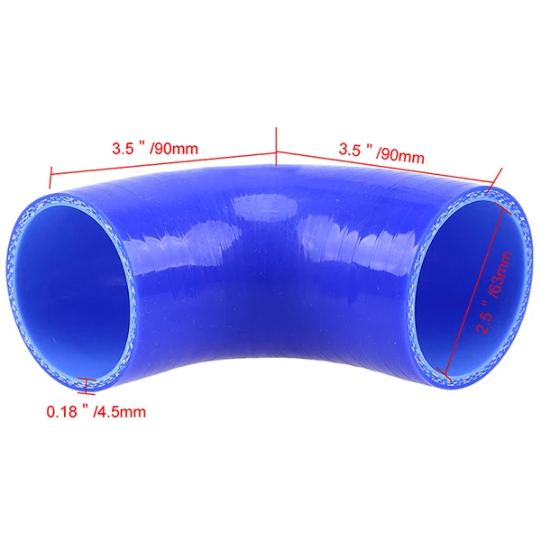 Posbay Универсальный Автомобильный силиконовый шланг постоянного диаметра, муфта турбо-Редукторная труба синего цвета 38-89 мм 1,5 ''-3,5'' 90 градусов