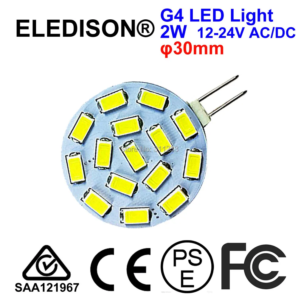 

20x Round 30mm G4 Bulb Light 2W 12V AC DC Puck Light Bulb Kitchen Hoods Light Closet Cabinet Inground Lamp Cool White Warm White