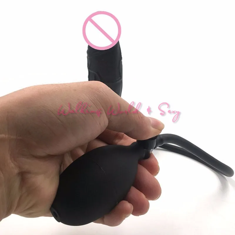 Black Pump Inflatable Huge Dildo 24.56.5cm Realistic Big Penis With Suction Cup Expandable Dildo Sex Products For Women Men Gay (5)