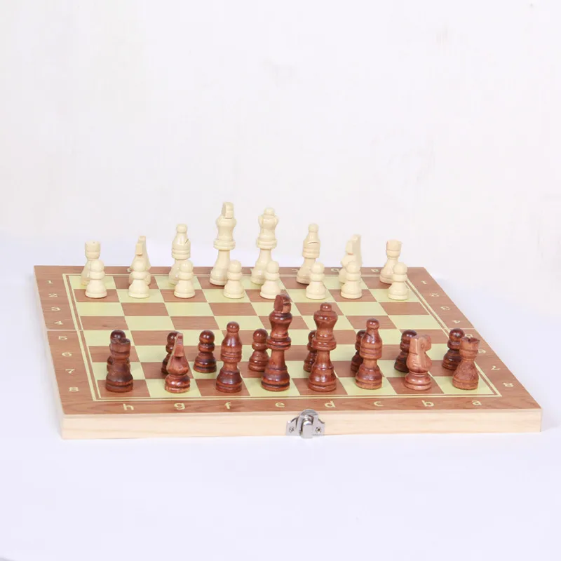 4 Size Hot Sale Wooden Folding Chess New Design 3 in 1 Wooden International Chess Set Board Travel Games Chess