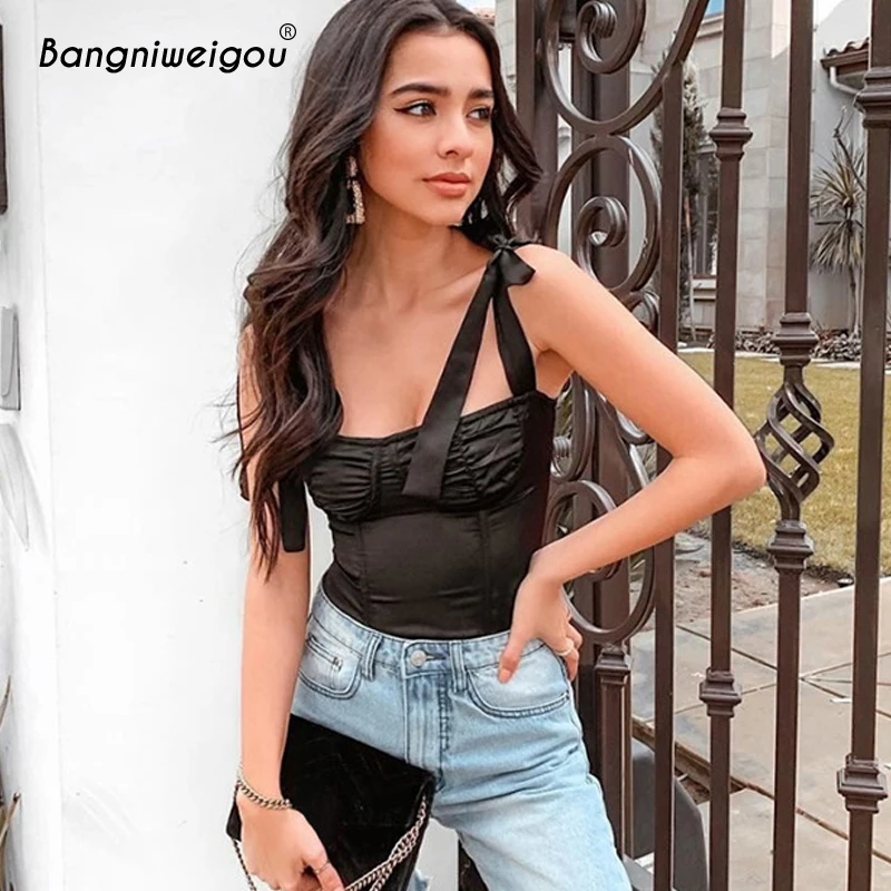 Bangniweigou ساحة الرقبة Shirred ارتداءها النساء أكمام ربطة القوس فيونكة يصل الشريط الكتف السروال القصير الحلو يوتار الأسود الأحمر Bangniweigou ساحة الرقبة Shirred ارتداءها النساء أكمام ربطة القوس فيونكة يصل الشريط الكتف السروال القصير الحلو يوتار الأسود الأحمر