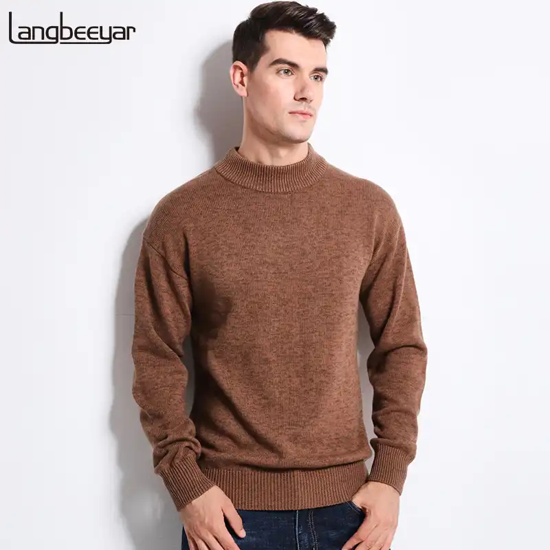 Thick Warm New Autumn Winter Sweater Men Fashion Half Turtleneck