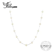 Jewelrypalace caja redonda 6.5mm perlas cultivadas de agua dulce gargantilla cadena strand collar de perlas plata de ley 925 18 pulgadas