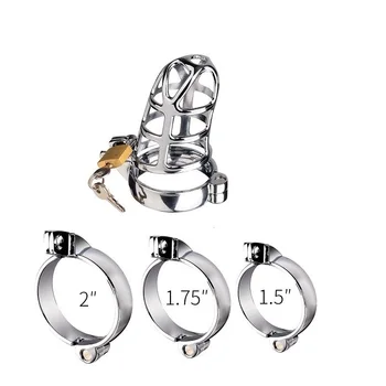 Metal Male Bird Chastity Cage Device Small Penis Lock Cage Set Cock Ring BDSM Bondage