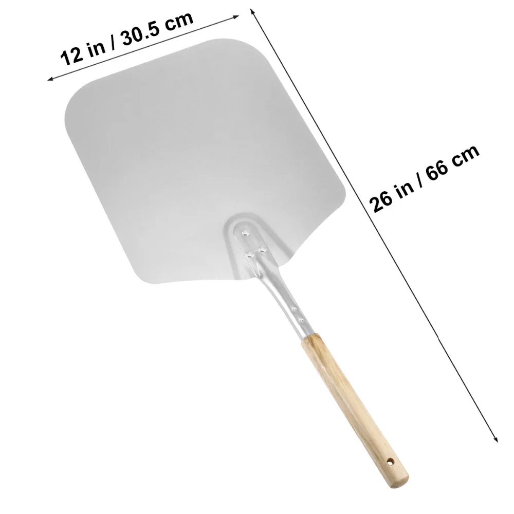 66cm Aluminum Pizza Peel Shovel with Wooden Handle Cake Shovel Baking Tools Cheese Cutter Peels Lifter Tool Pizza Shovel