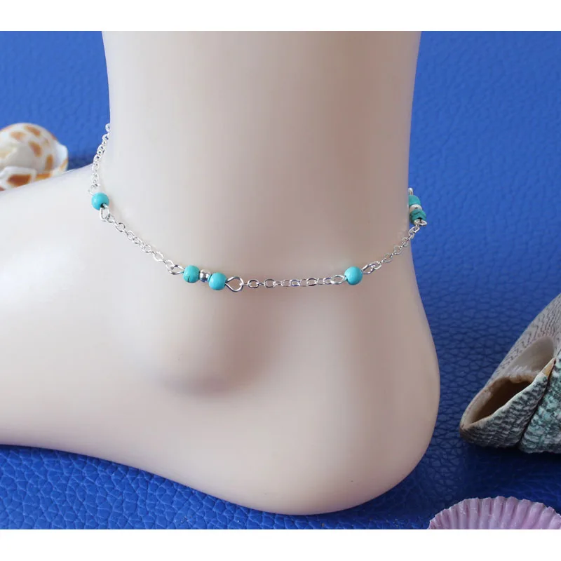 Fatpig Unique Nice Beads Ladies Ankle Support for Girl Silver Anklet