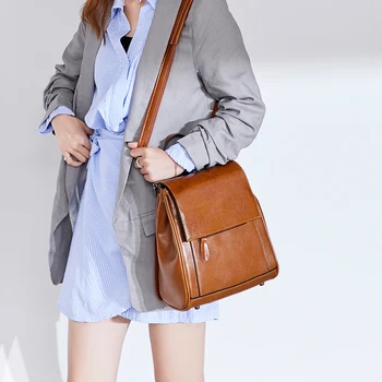 

Genuine Leather Multifunction Female Casual Backpack Brand Designer Women small Cowhide Backpack