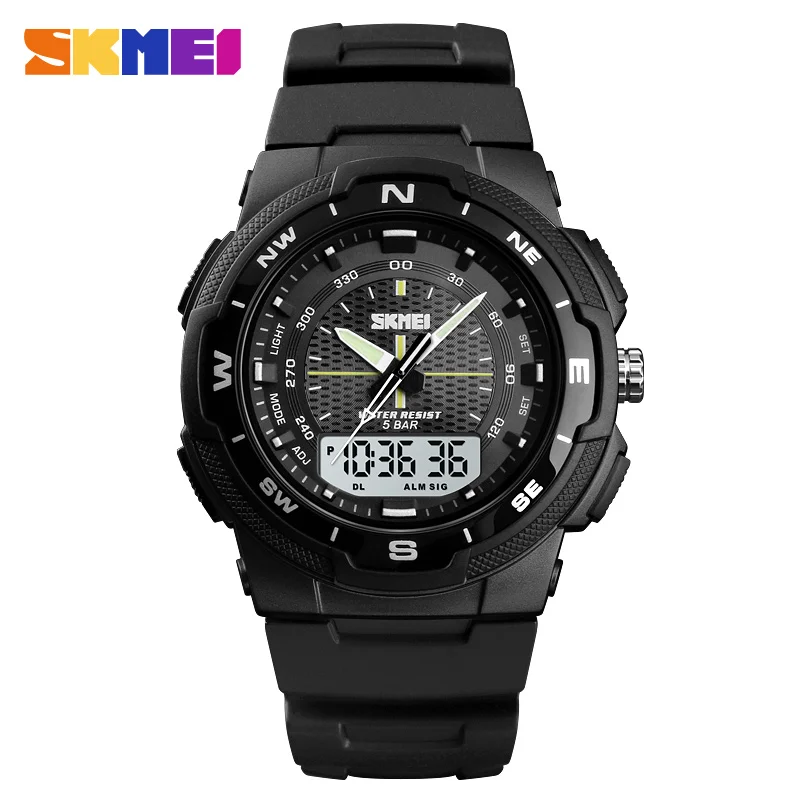 SKMEI Dual Display Quartz Watch Men Outdoor Sports Watches Digital Electronic Men Watches Waterproof Top Brand Luxury Male Watch 