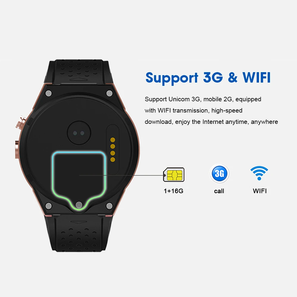  Kaimorui Smart Watch KW88 Pro Android 7.0 OS Smartwatch 1GROA + 16GRAM Support SIM Card GPS Bluetoo - 32919296147