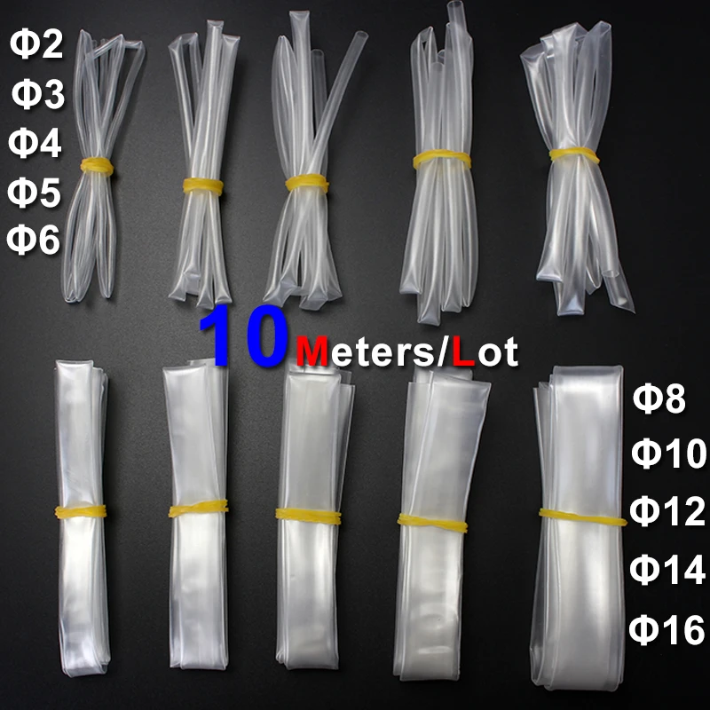 Rouleau de 10 mètres de tube thermorétractable transparent, posé à côté d'un câble pour montrer l'utilisation.