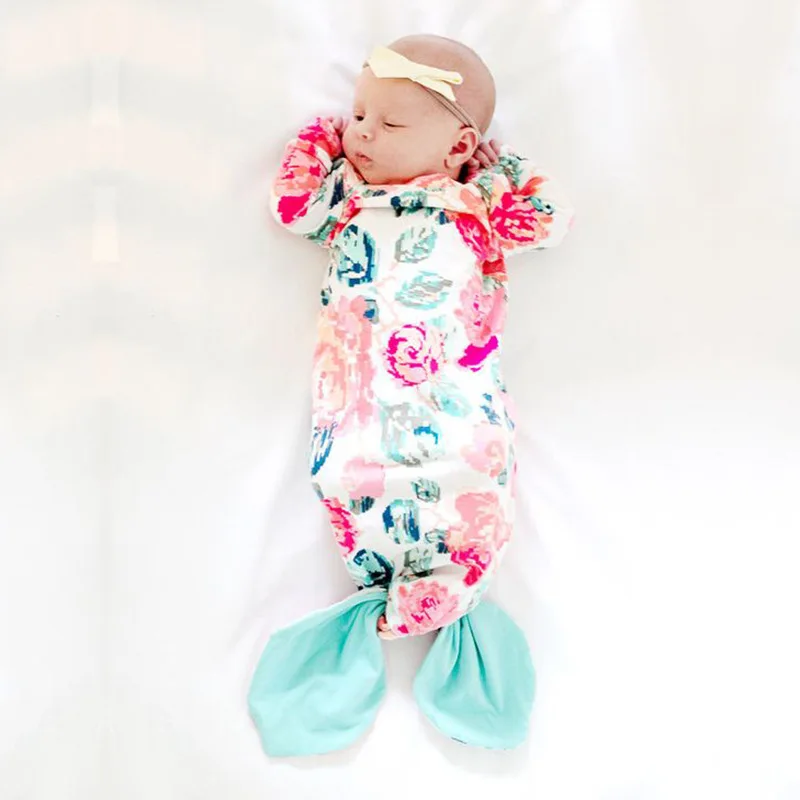 New Mermaid Style Floral Cotton Newborn Baby Sleeping Bag Baby Boys