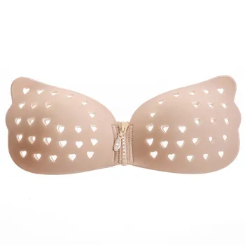 

New Strapless Silicone Push Up Diamond Zipper Invisible Bra Self Adhesive Backless Bralette Lift Plus Size Seamless Bras