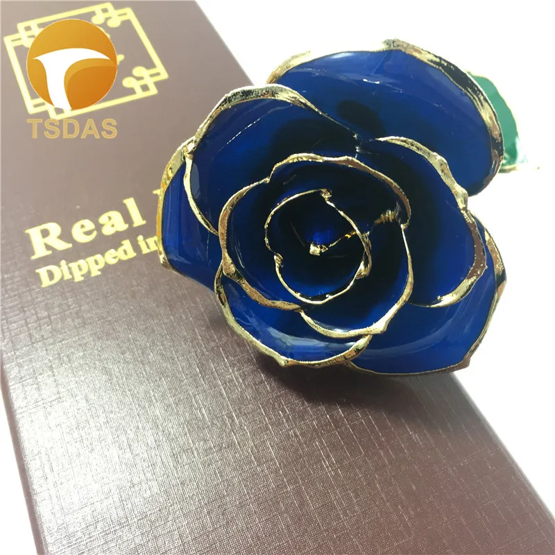 999 Gold Plated Rose With Blue Color Birthday Valentine's Day Gift Collection 24k Dipped Nice Box | Дом и сад
