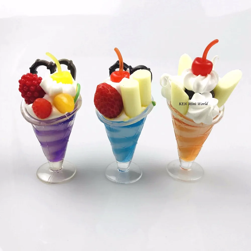 Dollhouse Mini Food Decor Fruit Ice cream cup Simulation Kid Toy*ss